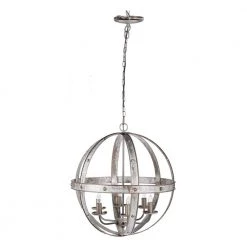 Ordway Iron Sphere 6-Light Antique Silver Chandelier by A & B Home