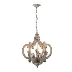 6-Light Antique White Chandelier by A & B Home