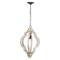 Bellamy 1-Light Antique White, Gold Chandelier by A & B Home