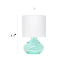 13.5 in. Glass Raindrop Table Lamp with Fabric Shade by Simple Designs -Simple Designs Online Shop aqua and white simple designs table lamps lt2063 aow 4f 1000