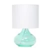 13.5 in. Glass Raindrop Table Lamp with Fabric Shade by Simple Designs