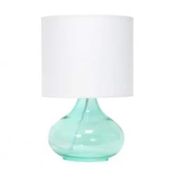 13.5 in. Glass Raindrop Table Lamp with Fabric Shade by Simple Designs