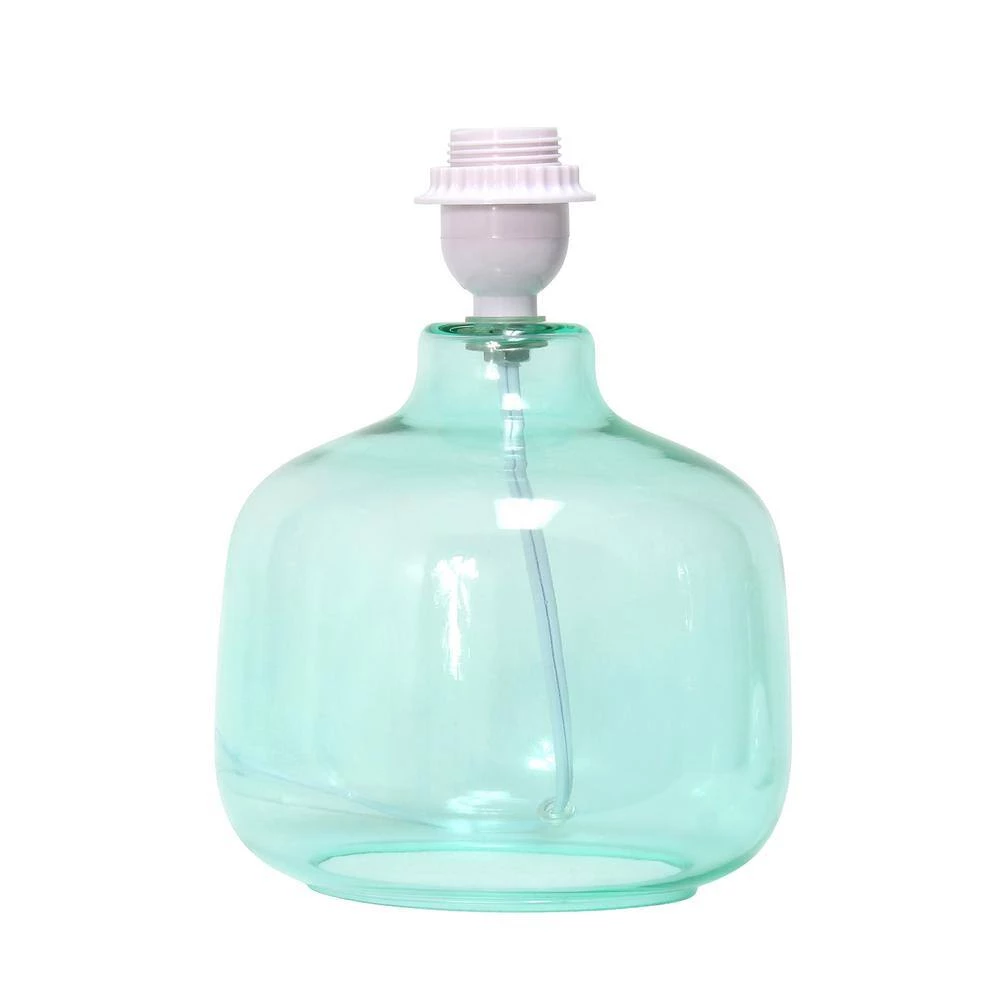 13 in. Aqua Glass Table Lamp with Fabric Shade by Simple Designs 4 13 in. Aqua Glass Table Lamp with Fabric Shade by Simple Designs - Image 4