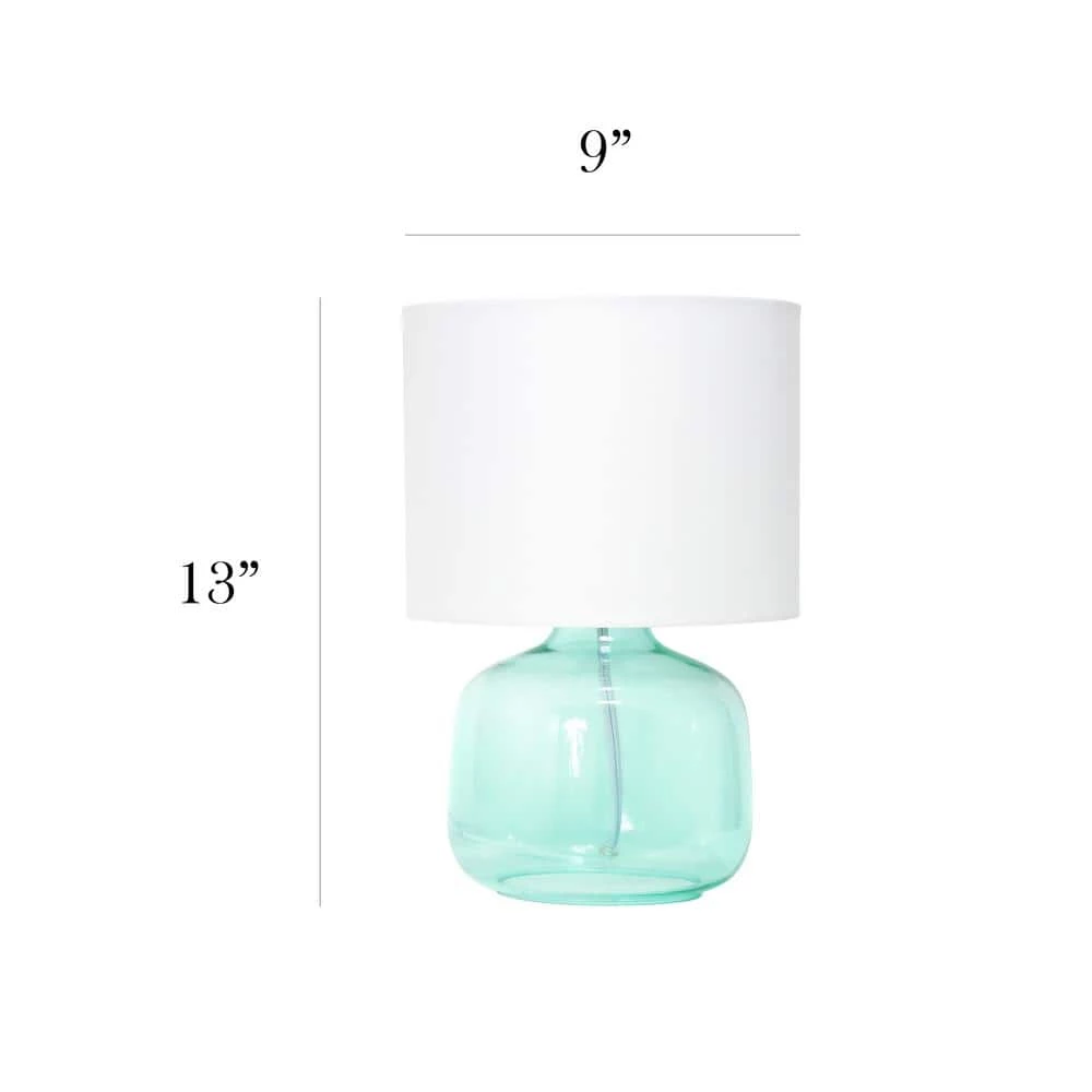 13 in. Aqua Glass Table Lamp with Fabric Shade by Simple Designs 3 13 in. Aqua Glass Table Lamp with Fabric Shade by Simple Designs - Image 3