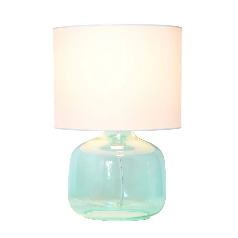 13 in. Aqua Glass Table Lamp with Fabric Shade by Simple Designs 2 13 in. Aqua Glass Table Lamp with Fabric Shade by Simple Designs - Image 2
