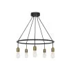 Tae 24 in. W 5-Light Black Modern Industrial Round Chandelier with Aged Brass Socket Cups and Adjustable Black Cords by LBL Lighting