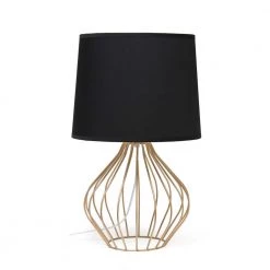 19 .75 in. Black and Copper Geometrically Wired Table Lamp by Simple Designs
