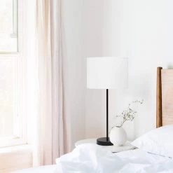 22 in. Black and White Stick Lamp with Fabric Shade by Simple Designs -Simple Designs Online Shop black and white simple designs table lamps lt2040 baw 31 1000