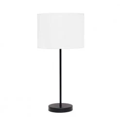 22 in. Black and White Stick Lamp with Fabric Shade by Simple Designs