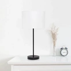 22 in. Black and White Stick Lamp with Fabric Shade by Simple Designs -Simple Designs Online Shop black and white simple designs table lamps lt2040 baw 76 1000