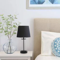 16.93 in. Black Encased Metal Glass Table Lamp by Simple Designs 15 16.93 in. Black Encased Metal Glass Table Lamp by Simple Designs -Simple Designs Online Shop black clear glass black shade simple designs table lamps lt2081 bob 31 1000