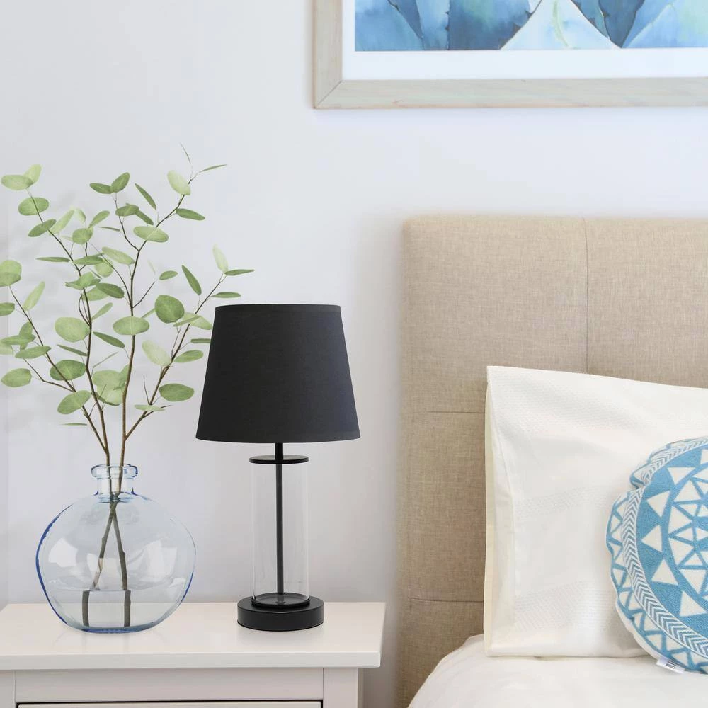 16.93 in. Black Encased Metal Glass Table Lamp by Simple Designs 8 16.93 in. Black Encased Metal Glass Table Lamp by Simple Designs - Image 8