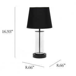 16.93 in. Black Encased Metal Glass Table Lamp by Simple Designs 11 16.93 in. Black Encased Metal Glass Table Lamp by Simple Designs -Simple Designs Online Shop black clear glass black shade simple designs table lamps lt2081 bob 4f 1000