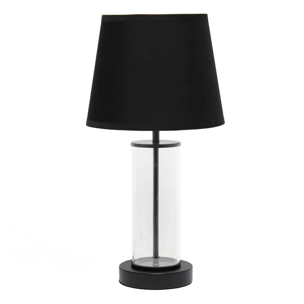 16.93 in. Black Encased Metal Glass Table Lamp by Simple Designs 1 16.93 in. Black Encased Metal Glass Table Lamp by Simple Designs