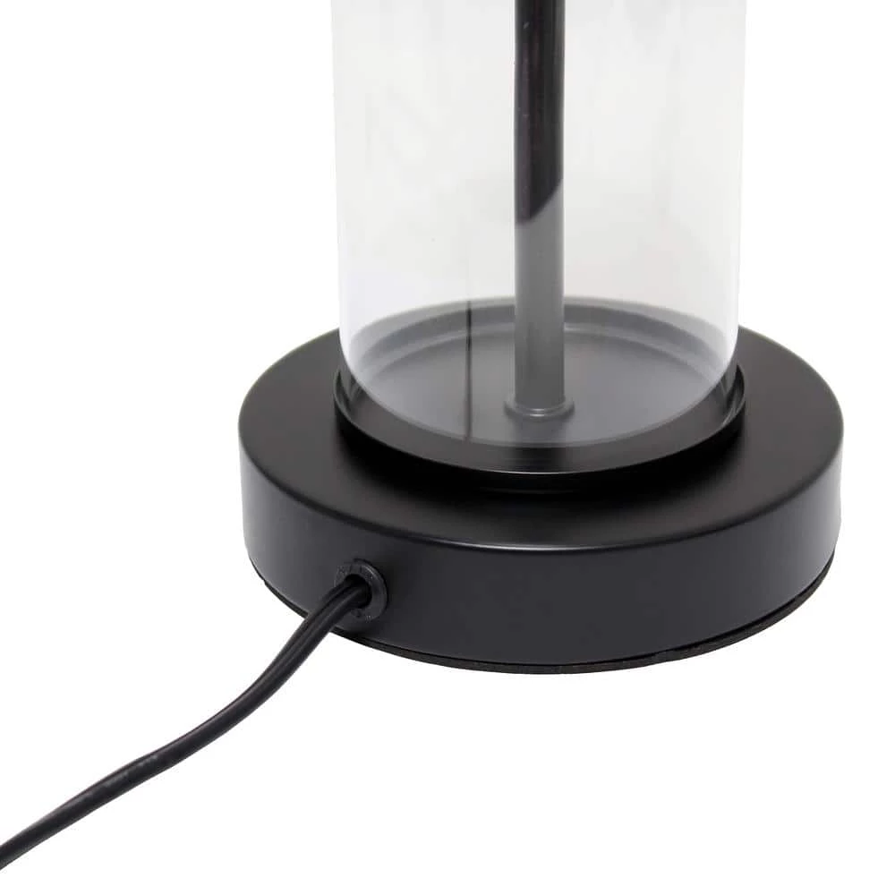 16.93 in. Black Encased Metal Glass Table Lamp by Simple Designs 3 16.93 in. Black Encased Metal Glass Table Lamp by Simple Designs - Image 3