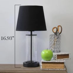 16.93 in. Black Encased Metal Glass Table Lamp by Simple Designs 14 16.93 in. Black Encased Metal Glass Table Lamp by Simple Designs -Simple Designs Online Shop black clear glass black shade simple designs table lamps lt2081 bob fa 1000