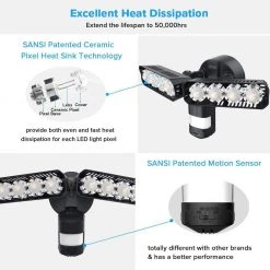 36W 180-Degree Black Motion Sensor Dusk to Dawn Outdoor LED Waterproof Flood Security Light, 3600 Lumens 5000K Daylight by SANSI -Simple Designs Online Shop black sansi flood lights 01 04 001 013601 1f 1000