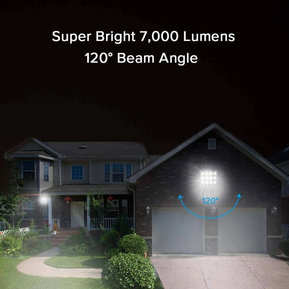 70-Watt 7,000 Lumens Black Outdoor Integrated LED IP66 Waterproof 5700K Daylight Panel Flood Light with Plug by SANSI 2 70-Watt 7,000 Lumens Black Outdoor Integrated LED IP66 Waterproof 5700K Daylight Panel Flood Light with Plug by SANSI - Image 2