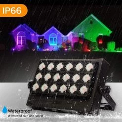 100-Watt Black RGB Color Changing Outdoor Integrated LED IP66 Waterproof Panel Flood Light with Remote Control by SANSI -Simple Designs Online Shop black sansi flood lights 01 06 001 021018 76 1000