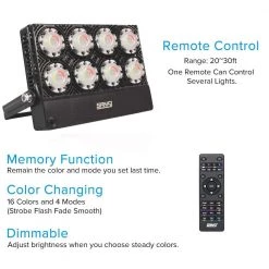 50-Watt Black RGB Color Changing Outdoor Integrated LED Flood Light with Remote Control by SANSI -Simple Designs Online Shop black sansi flood lights 01 06 001 025061 4f 1000