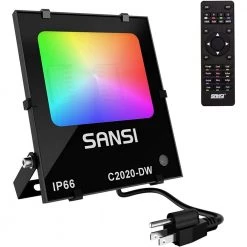 600-Watt Equivalent, Super Bright LED Flood Light Color Changing with 16 Colors 4 Modes, Dimmable by SANSI