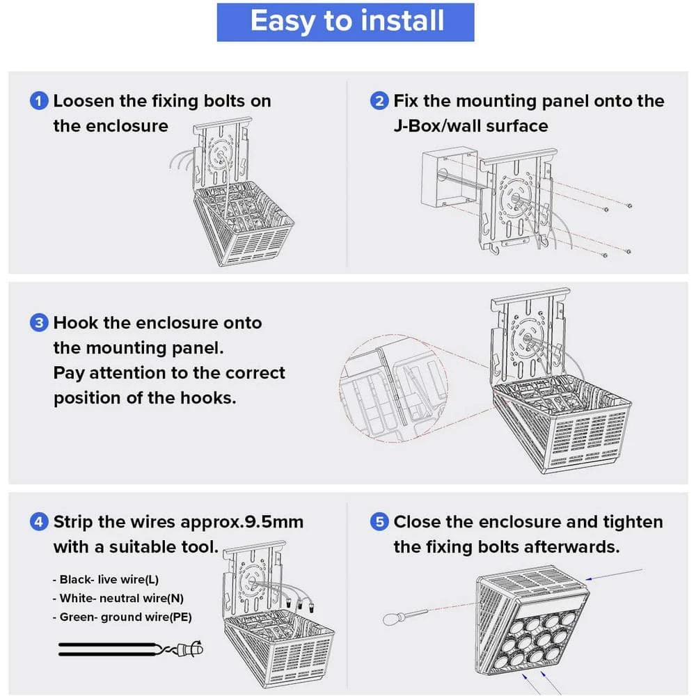 515-Watt Equivalent Integrated LED Black Dusk to Dawn Wall Pack Light with Photocell by SANSI 7 515-Watt Equivalent Integrated LED Black Dusk to Dawn Wall Pack Light with Photocell by SANSI - Image 7