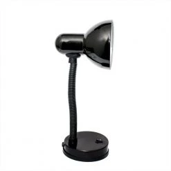 14.25 in. Black Basic Metal Desk Lamp with Flexible Hose Neck by Simple Designs -Simple Designs Online Shop black simple designs desk lamps ld1003 blk 1f 1000