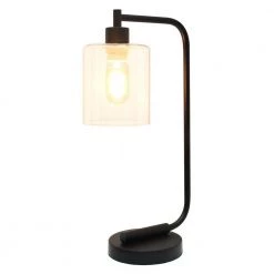 19 in. Bronson Antique Style Black Industrial Iron Lantern Desk Lamp with Glass Shade by Simple Designs 21 19 in. Bronson Antique Style Black Industrial Iron Lantern Desk Lamp with Glass Shade by Simple Designs -Simple Designs Online Shop black simple designs desk lamps ld1036 blk c3 1000