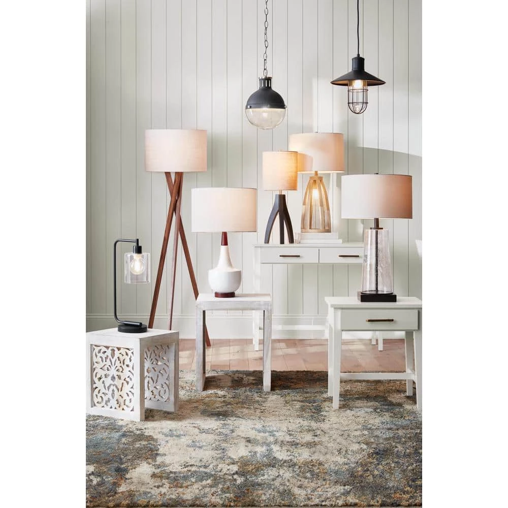 19 in. Bronson Antique Style Black Industrial Iron Lantern Desk Lamp with Glass Shade by Simple Designs 12 19 in. Bronson Antique Style Black Industrial Iron Lantern Desk Lamp with Glass Shade by Simple Designs - Image 12