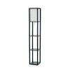 63.3 in. Etagere Black Floor Lamp Organizer Storage Shelf with Linen Shade by Simple Designs