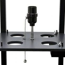 62.5 in. Black Floor Lamp Etagere Organizer Storage Shelf with 2 USB Charging Ports, 1 Charging Outlet and Linen Shade by Simple Designs -Simple Designs Online Shop black simple designs floor lamps lf1037 blk 44 1000