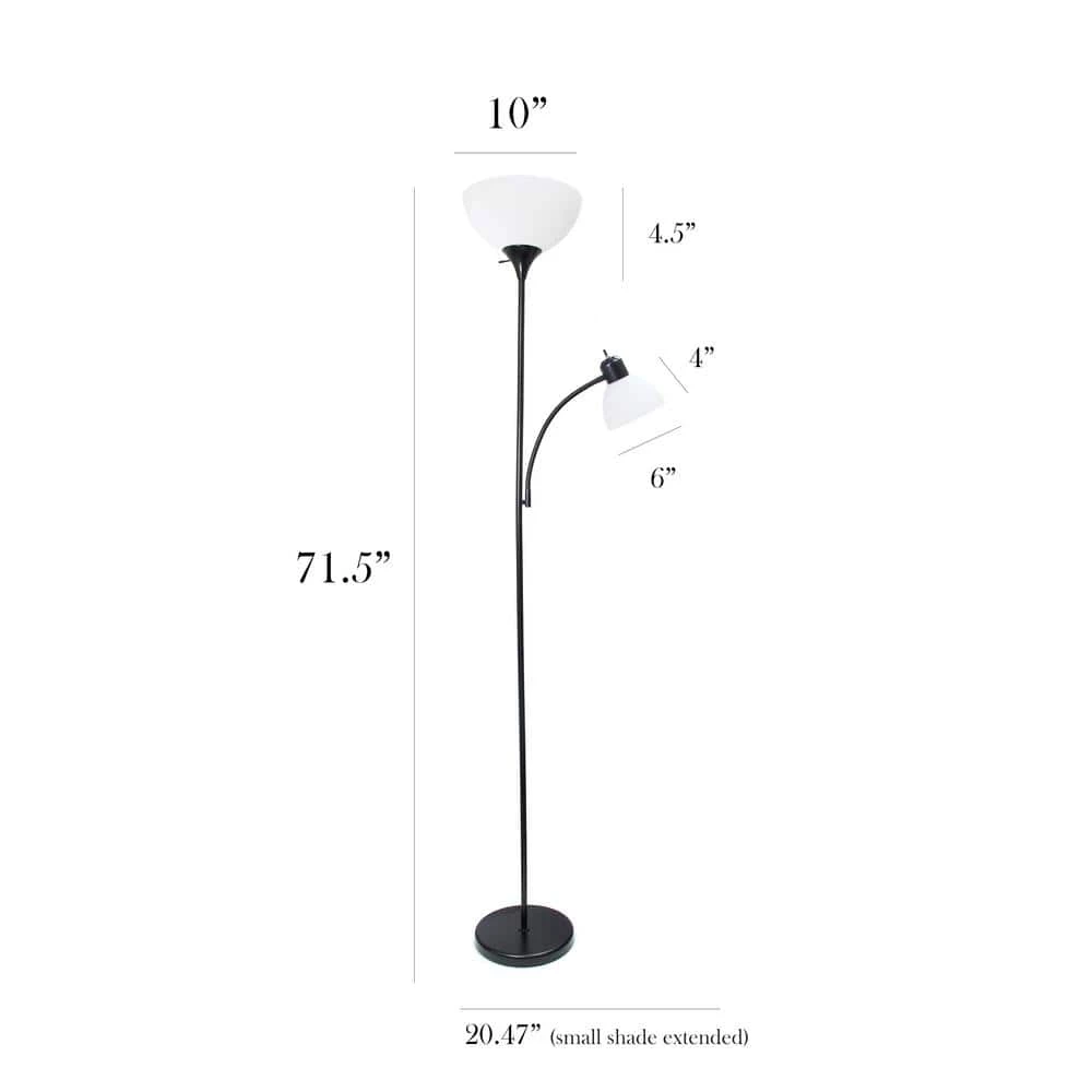 71 in. Black Floor Lamp with Reading Light by Simple Designs 3 71 in. Black Floor Lamp with Reading Light by Simple Designs - Image 3
