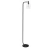 67 in. Black Modern Iron Lantern Floor Lamp with Glass Shade by Simple Designs