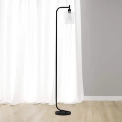 67 in. Black Modern Iron Lantern Floor Lamp with Glass Shade by Simple Designs 12 67 in. Black Modern Iron Lantern Floor Lamp with Glass Shade by Simple Designs -Simple Designs Online Shop black simple designs floor lamps lf2009 blk 76 1000