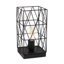 10.25 in. Black Geometric Square Metal Table Lamp by Simple Designs