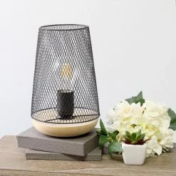 9 in. Black Wired Mesh Uplight Table Lamp by Simple Designs -Simple Designs Online Shop black simple designs lamp bases lt1074 blk 76 1000