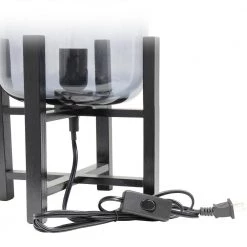 13.38 in. Black Wood Mounted Table Lamp with Cylinder Glass Shade by Simple Designs -Simple Designs Online Shop black simple designs table lamps lt1068 smk 1f 1000