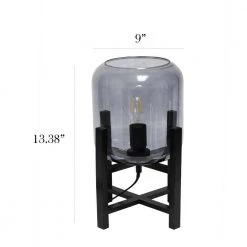 13.38 in. Black Wood Mounted Table Lamp with Cylinder Glass Shade by Simple Designs -Simple Designs Online Shop black simple designs table lamps lt1068 smk 4f 1000