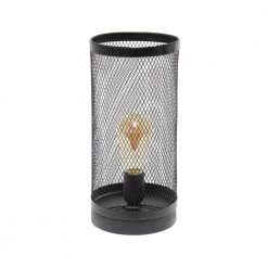 12.75 in. Black Mesh Cylindrical Steel Table Lamp by Simple Designs