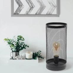 12.75 in. Black Mesh Cylindrical Steel Table Lamp by Simple Designs -Simple Designs Online Shop black simple designs table lamps lt1075 blk 76 1000