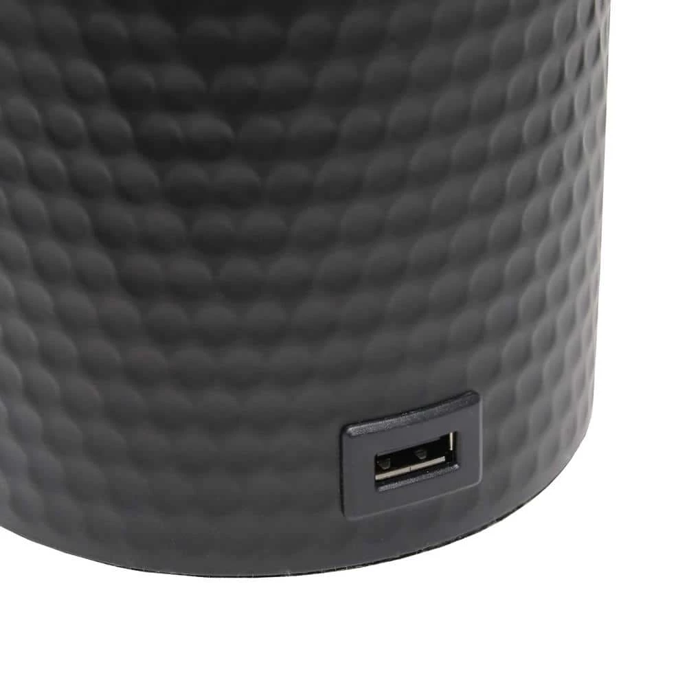 18.5 in. Black Hammered Metal Organizer Table Lamp with USB Charging Port and Fabric Shade by Simple Designs 7 18.5 in. Black Hammered Metal Organizer Table Lamp with USB Charging Port and Fabric Shade by Simple Designs - Image 7