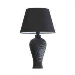 19.5 in. Black Textured Stucco Curvy Ceramic Table Lamp by Simple Designs