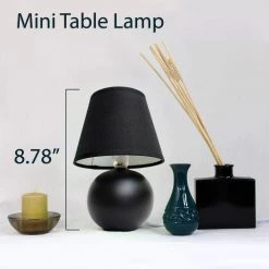 8.78 in. Black Mini Ceramic Globe Table Lamp (2-Pack) by Simple Designs -Simple Designs Online Shop black simple designs table lamps lt2008 blk 2pk 4f 1000