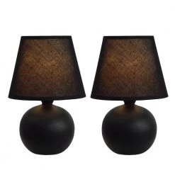 8.78 in. Black Mini Ceramic Globe Table Lamp (2-Pack) by Simple Designs