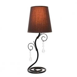 18.5 in. Twisted Vine Black Table Lamp with Brown Shade and Hanging Beads by Simple Designs