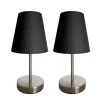 10 in. Sand Nickel Mini Basic Table Lamp with Black Shades (Set of 2) by Simple Designs