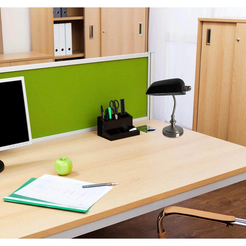 9.2 in. Black Traditional Mini Banker's Lamp with Glass Shade by Simple Designs 6 9.2 in. Black Traditional Mini Banker's Lamp with Glass Shade by Simple Designs - Image 6