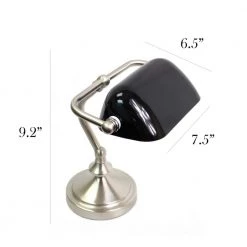 9.2 in. Black Traditional Mini Banker's Lamp with Glass Shade by Simple Designs 10 9.2 in. Black Traditional Mini Banker's Lamp with Glass Shade by Simple Designs -Simple Designs Online Shop black simple designs table lamps lt3057 blk 44 1000