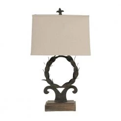 Percival 26 in. Crowned Black, White Table Lamp by A & B Home