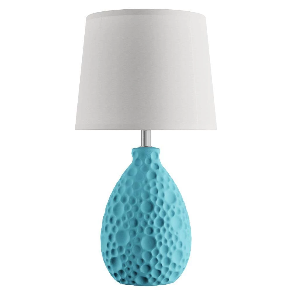 14 in. Blue Textured Stucco Ceramic Oval Table Lamp by Simple Designs 4 14 in. Blue Textured Stucco Ceramic Oval Table Lamp by Simple Designs - Image 4